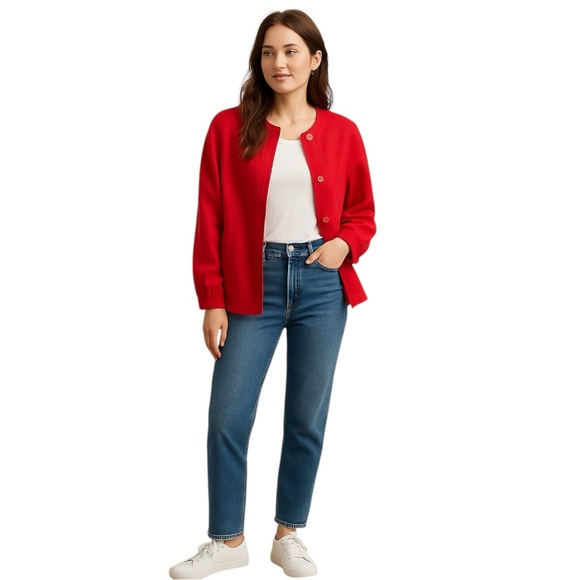 Vintage Anne Klein Red Linen Jacket - Picture 1 of 5